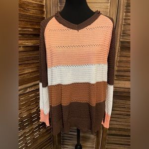 Knit sweater hoodie.